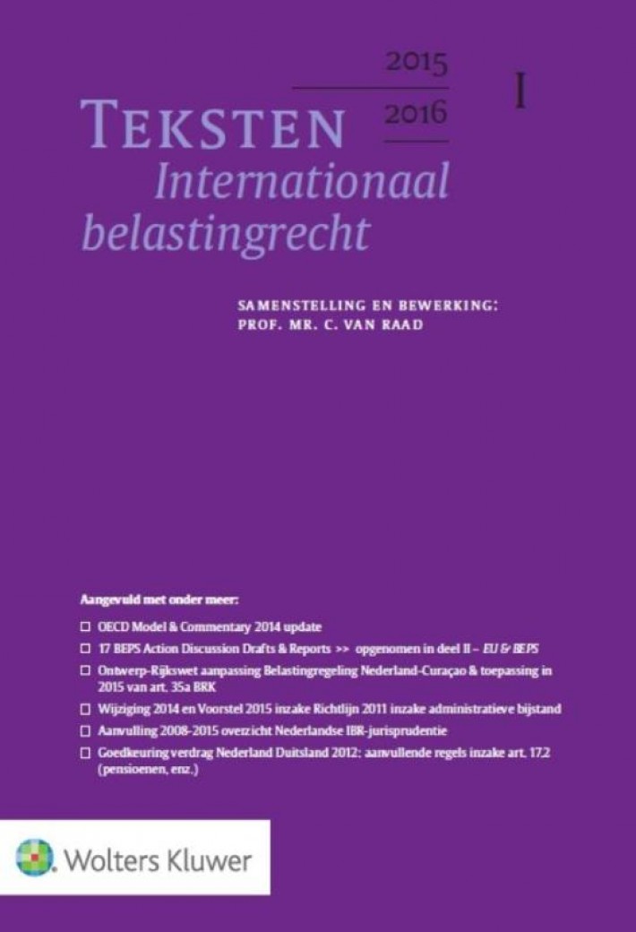 Teksten Internationaal & Europees belastingrecht 2015/2016