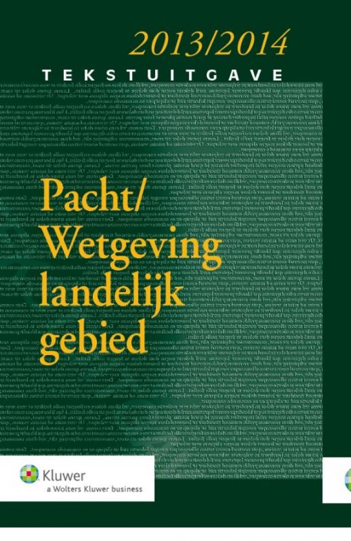 Tekstuitgave pacht/wetgeving landelijk gebied &bullet; Pacht/wetgeving landelijk gebied