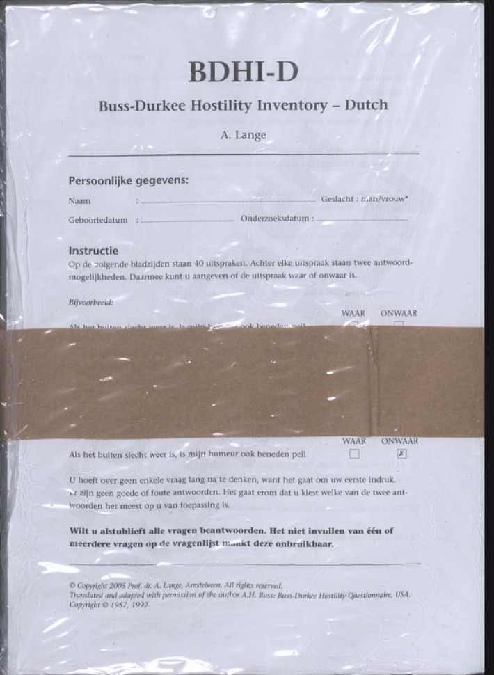 BDHI-D Buss-Durkee Hostility Inventory-Dutch Formulieren