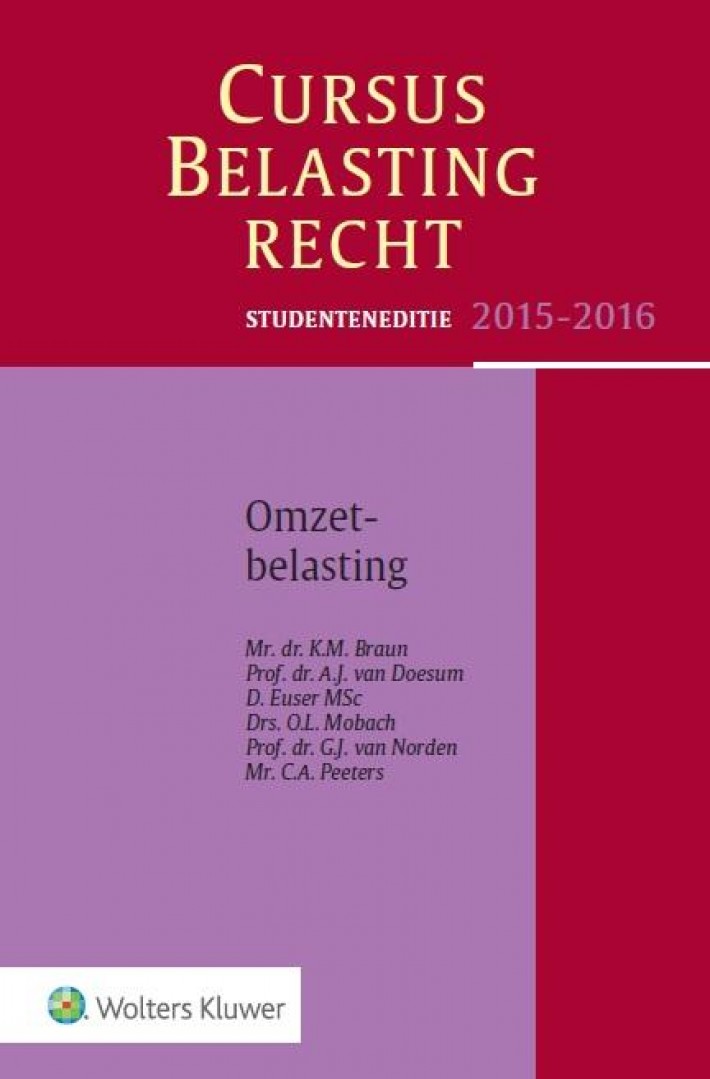 Studenteneditie Cursus Belastingrecht Omzetbelasting 2015-2016