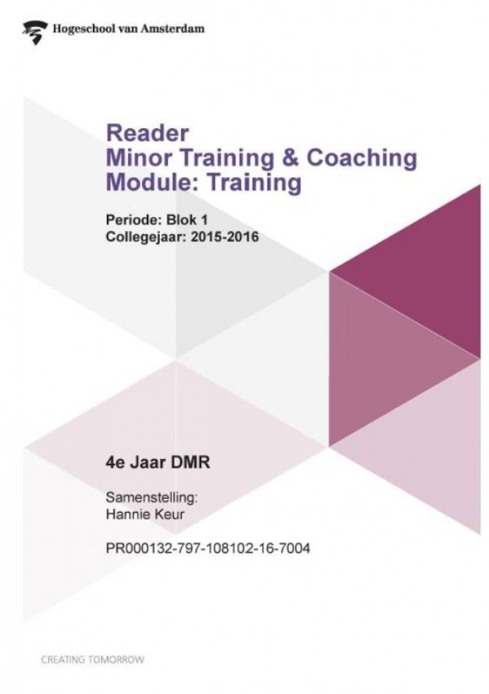 Reader minor training & coaching