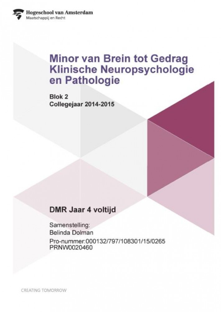 Minor van brein tot gedrag, klinische neuropsychologie en pathologie