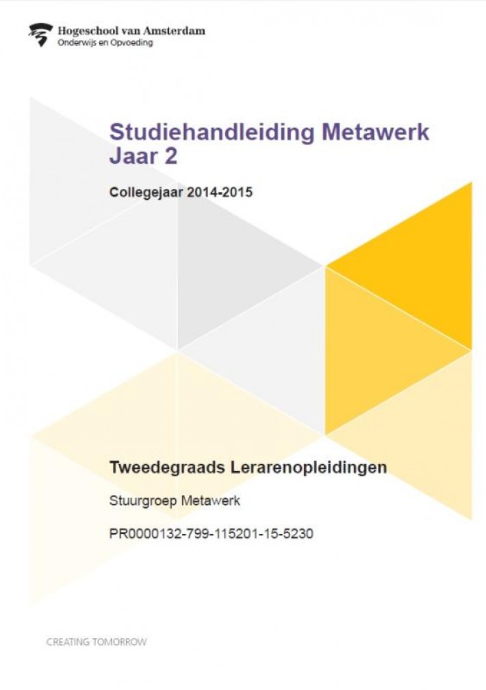 Studiehandleiding metawerk Studiehandleiding metawerk