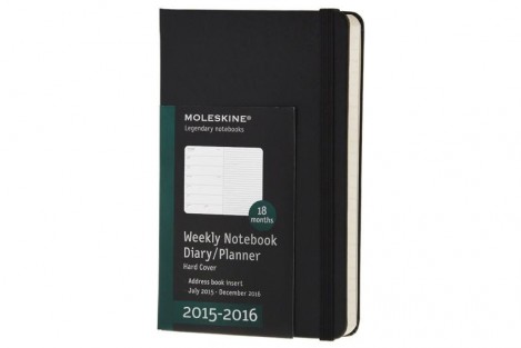 2016 Moleskine 18 month planner - weekly notebook - pocket - black - hard cover