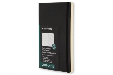 2016 Moleskine 18 month planner - weekly notebook - large - black - soft cover