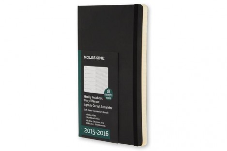 2016 Moleskine 18 month planner - weekly notebook - large - black - soft cover