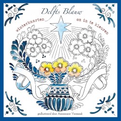 Delfts Blauw winterkaarten om in te kleuren