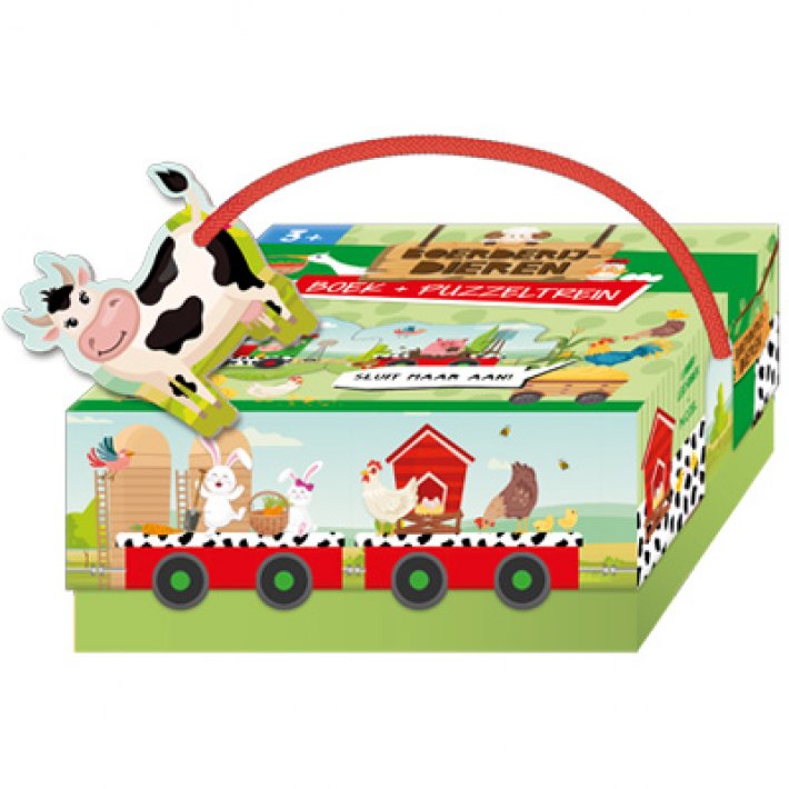 Boerderijdieren- boek + puzzeltrein Boerderijdieren- boek + puzzeltrein