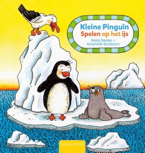 Kleine Pinguïn. Spelen op het ijs