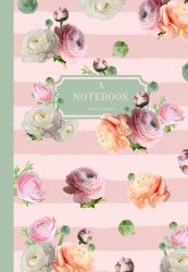 Notebook | Journal with digitally handmade Illustrated Hardcover | Ranunculus