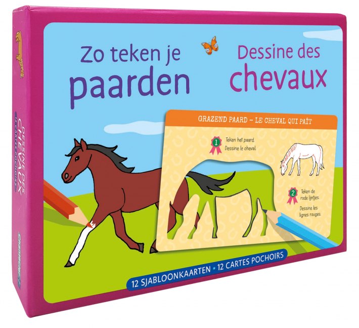 Zo teken je paarden - 12 sjabloonkaarten / Dessine des chevaux – 12 cartes pochoirs