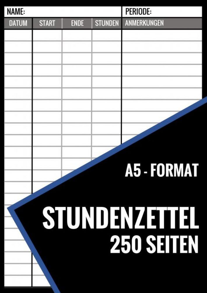Stundenzettel - 250 Seiten - Format A5