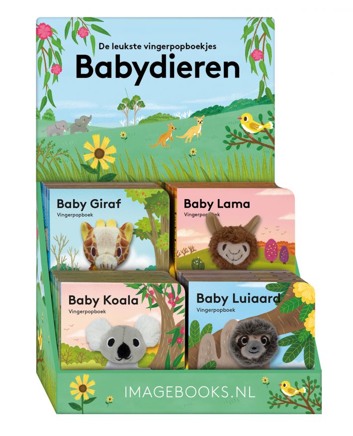 Display Vingerpopboekjes 4Tx4E Babydieren