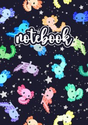 Axolotl Notebook Schwarz/Bunt