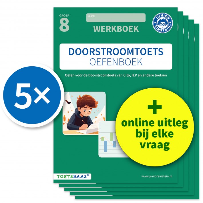 Doorstroomtoets Oefenboek – Werkboek + Online video-uitleg (set van 5)