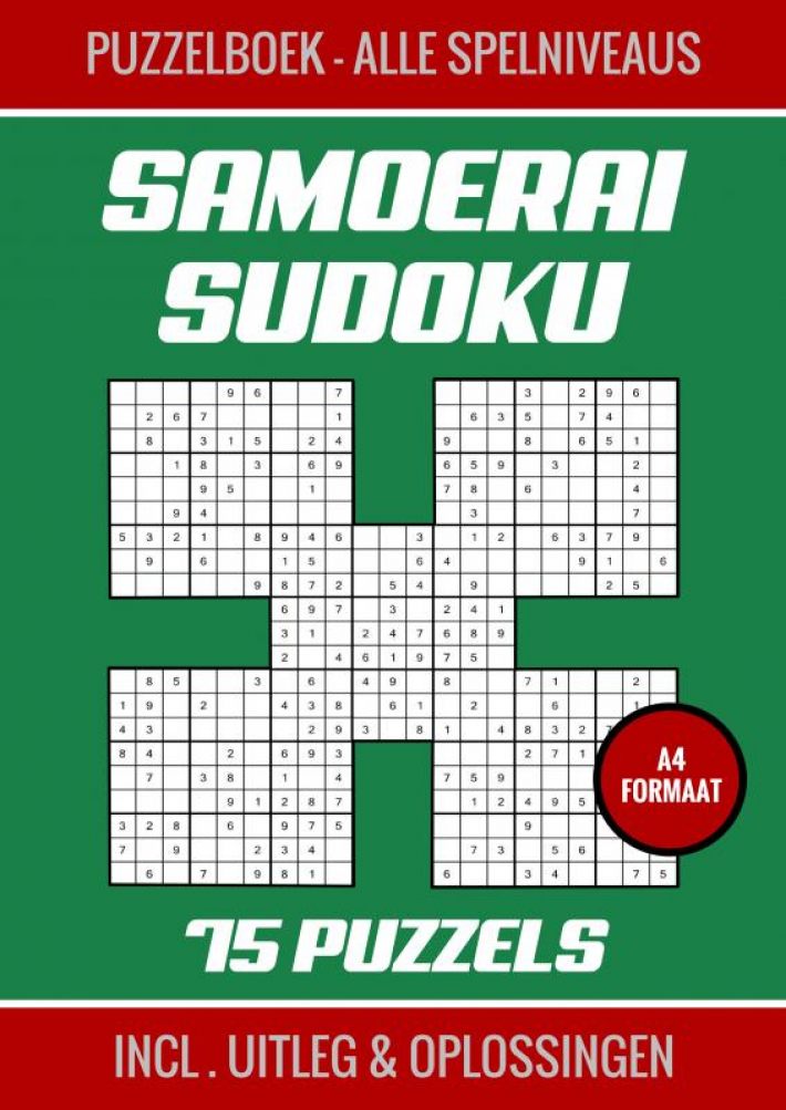 Samoerai Sudoku - Puzzelboek met 75 Puzzels - Alle Spelniveaus