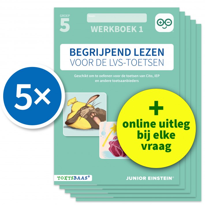 Begrijpend lezen voor de LVS-toetsen - Groep 5 - Werkboek 1 + Online video-uitleg (set van 5)