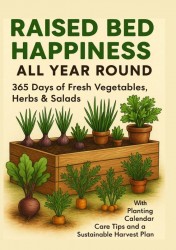RAISED BED HAPPINESS ALL YEAR ROUND 365 Days of Fresh Vegetables, Herbs & Salads – With Planting Calendar, Care Tips and a Sustainable Harvest Plan