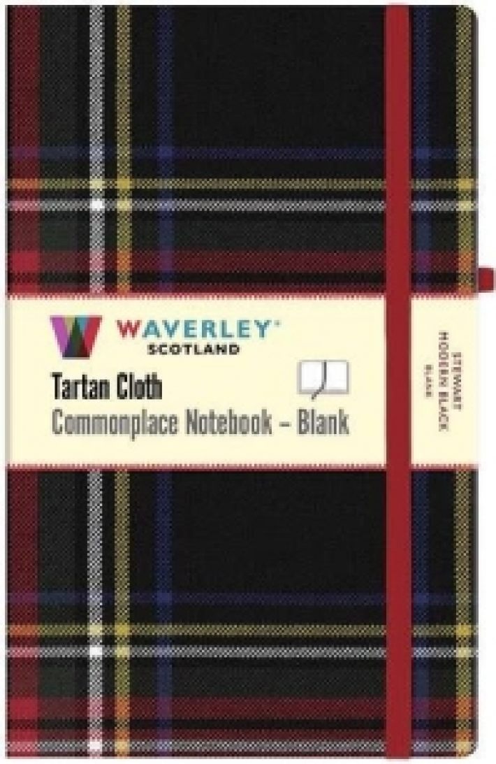Stewart Modern Black Tartan Hardback Blank Notebook: Large 21cm x 13cm