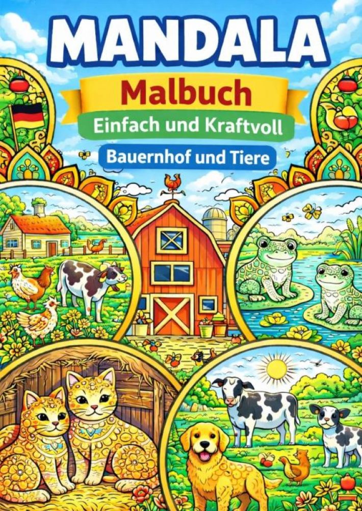 Mandala malbuch ( einfach und kraftvoll ) bauernhof und tiere