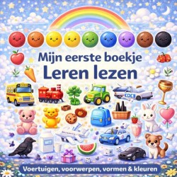 peuterboekje. leren lezen, voertuigen, voorwerpen, vormen & Kleuren.