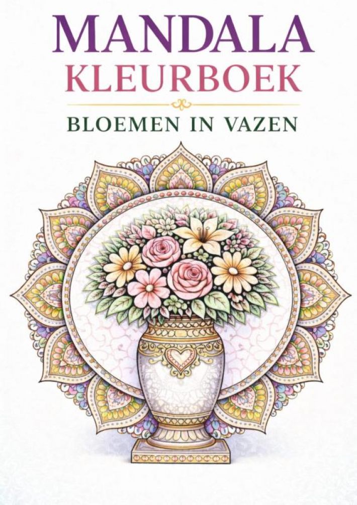 Mandala kleurboek, bloemen in vazen