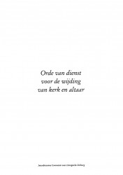 Orde van dienst voor de wijding van kerk en altaar