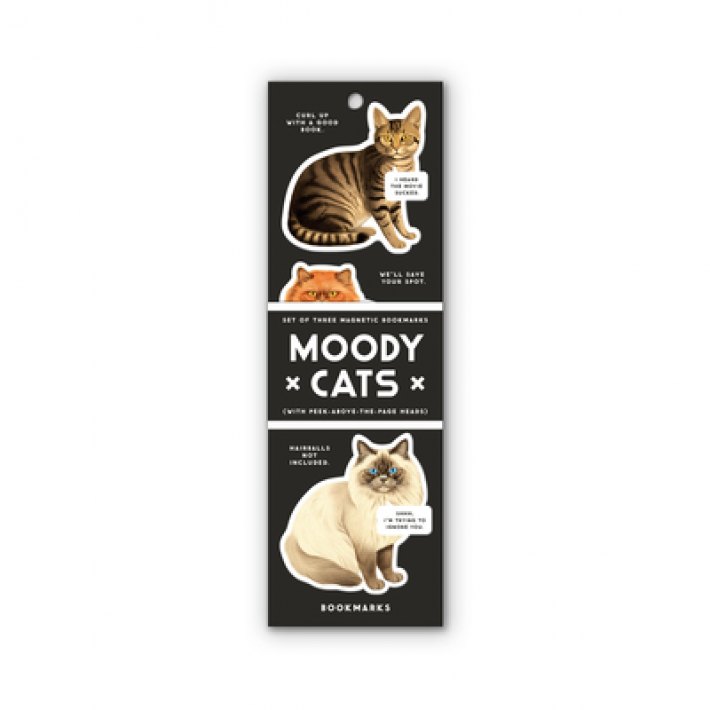 Moody Cats Magnetic Bookmark Set