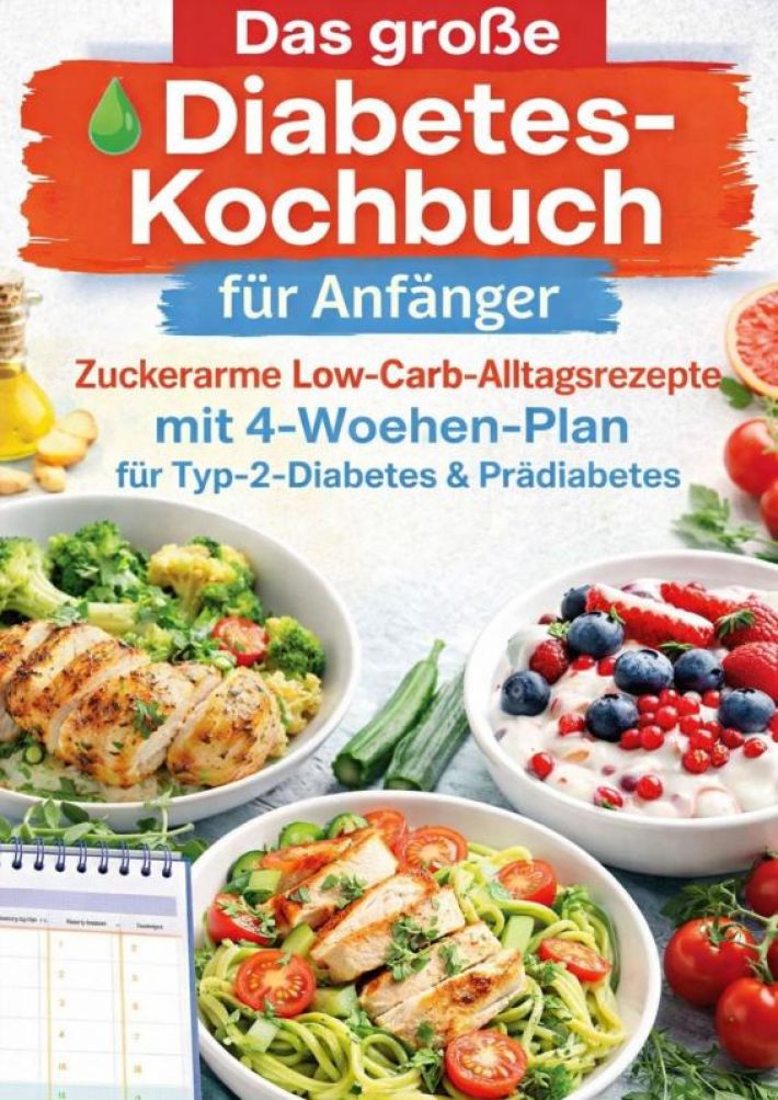 Das große Diabetes-Kochbuch für Anfänger: Zuckerarme Low-Carb-Alltagsrezepte mit 4-Wochen-Plan für Typ-2-Diabetes & Prädiabetes