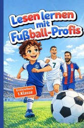 Lesen lernen 1. Klasse mit Fußball-Profis: Erstlesebuch mit Silben Trennung, ideal als Geschenk zur Einschulung für Jungen 6 Jahre, Fussball Geschenke