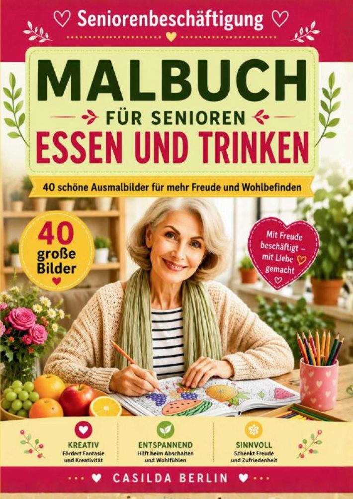 Malbuch für Senioren Essen und Trinken