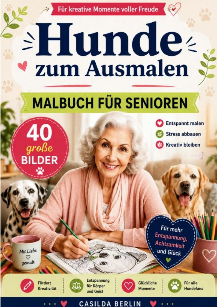 Hunde zum Ausmalen - Malbuch für Senioren