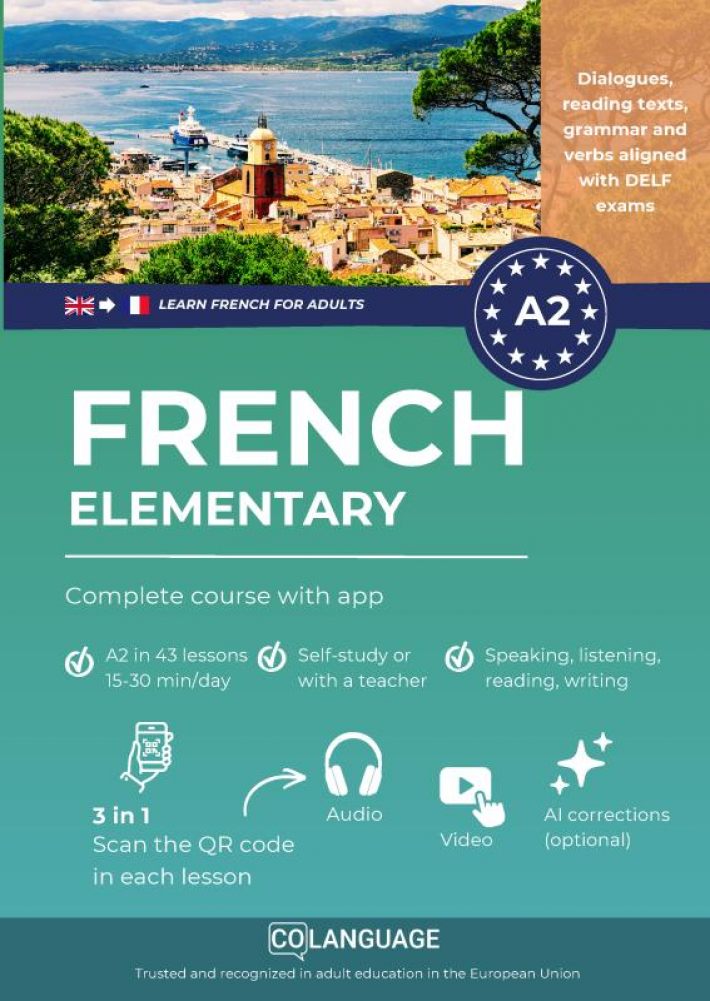 Learn French A2 elementary: complete course with app (Learn French for adults)