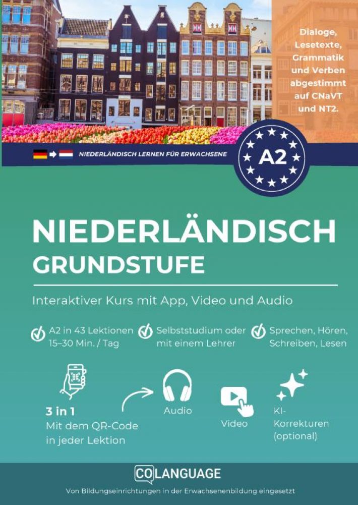 Niederländisch A2 lernen grundstufe: interaktiver Kurs mit App, Video und Audio