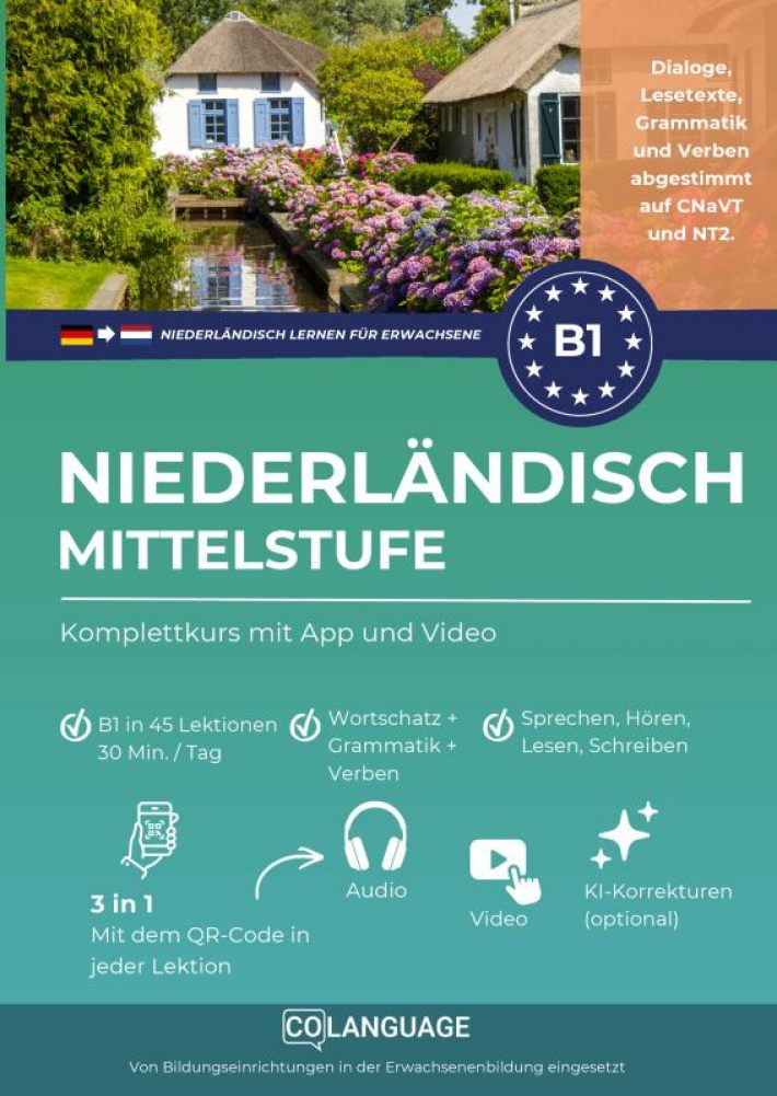 Niederländisch lernen B1 Mittelstufe. Kompletter Kurs mit App und Video