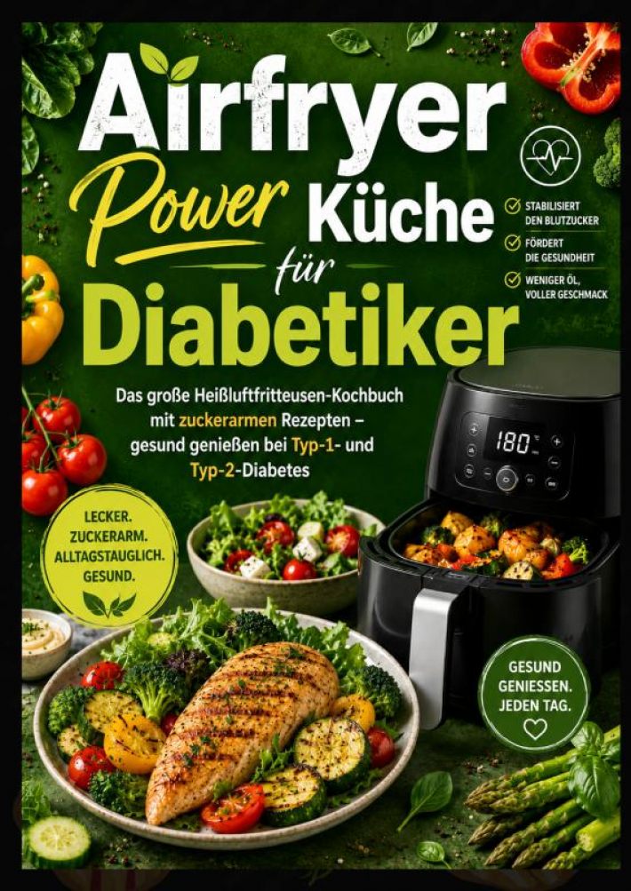 Airfryer Power Küche für Diabetiker: Das große Heißluftfritteusen-Kochbuch mit zuckerarmen Rezepten – gesund genießen bei Typ-1- und Typ-2-Diabetes Airfryer Power Küche für Diabetiker: Das große Heißluftfritteusen-Kochbuch mit zuckerarmen Rezepten – gesund genießen bei Typ-1- und Typ-2-Diabetes