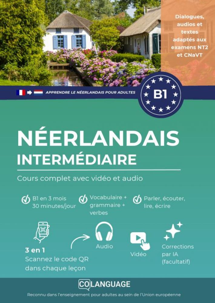Apprendre le néerlandais B1 intermédiaire. Cours complet avec vidéo et audio