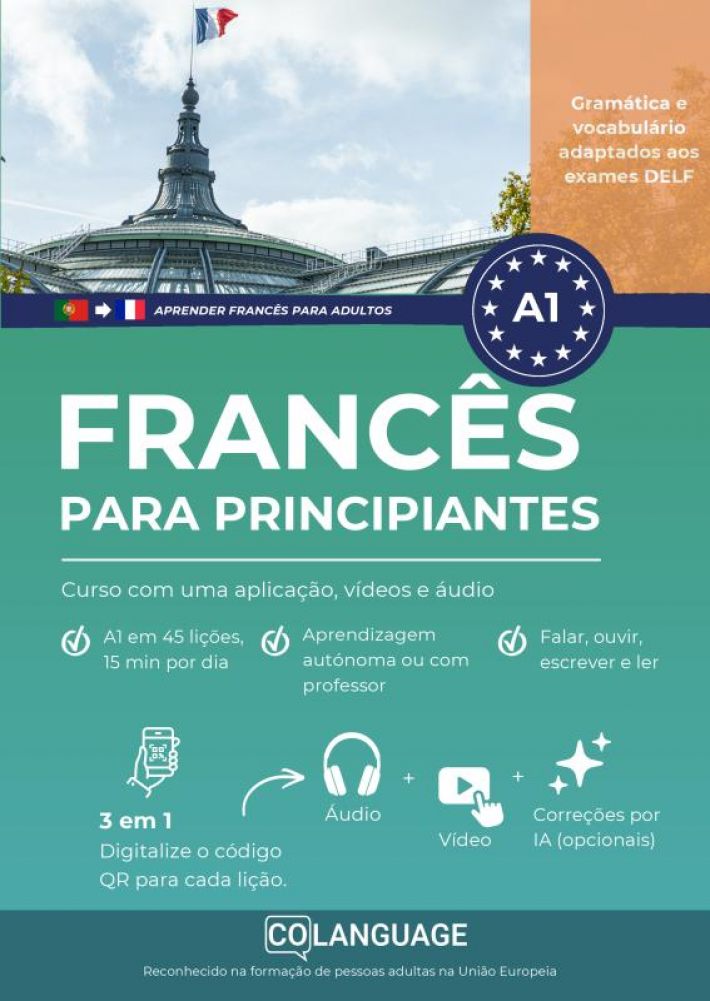 Aprender francês A1 para principiantes. Curso com uma aplicação, vídeos e áudio