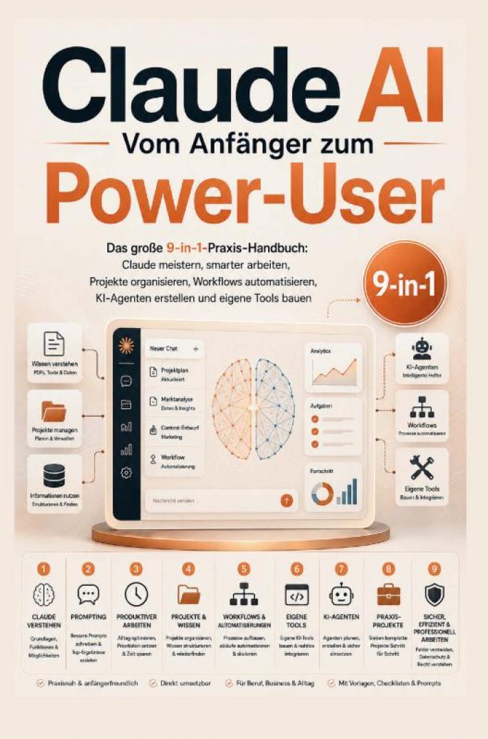 Claude AI – Vom Anfänger zum Power-User: Das große 9-in-1-Praxis-Handbuch