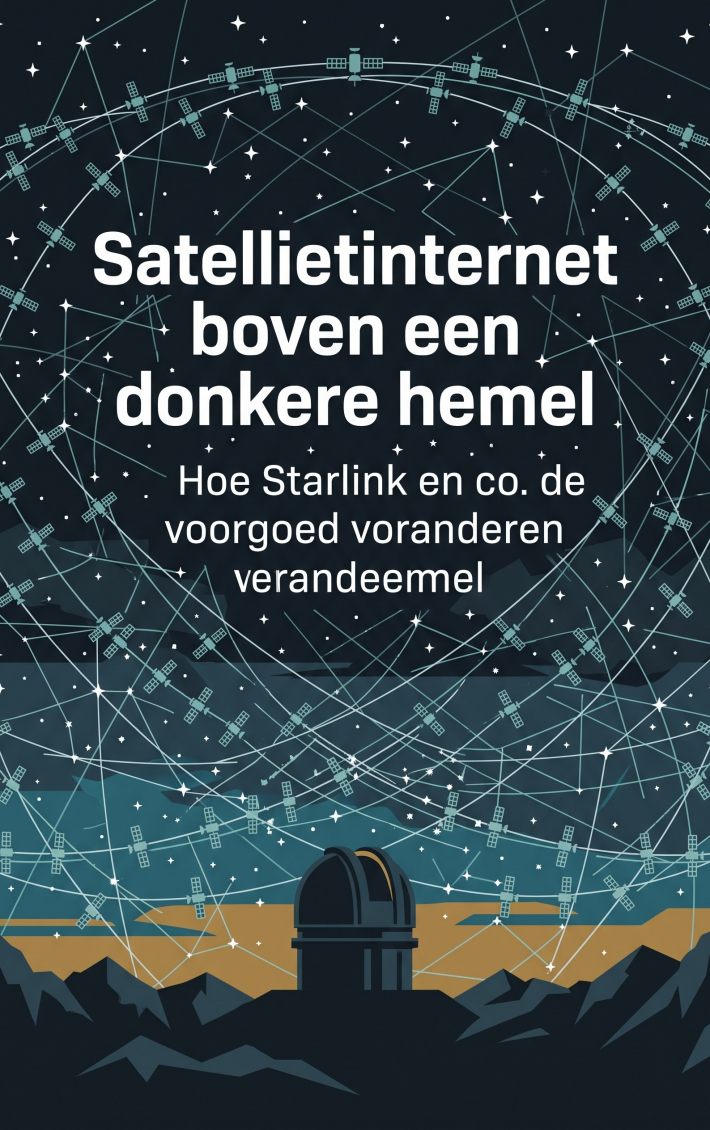 Satellietinternet boven een donkere hemel