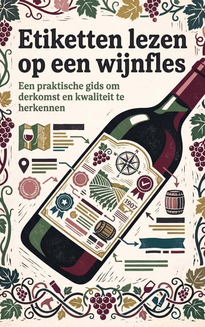 Etiketten lezen op een wijnfles