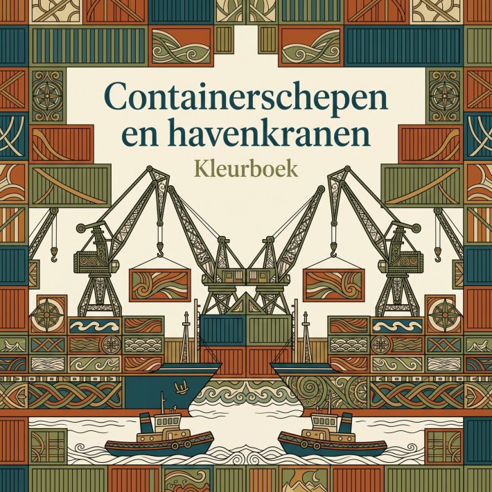Containerschepen en havenkranen