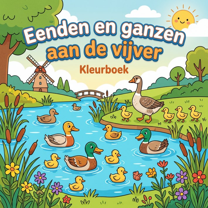 Eenden en ganzen aan de vijver