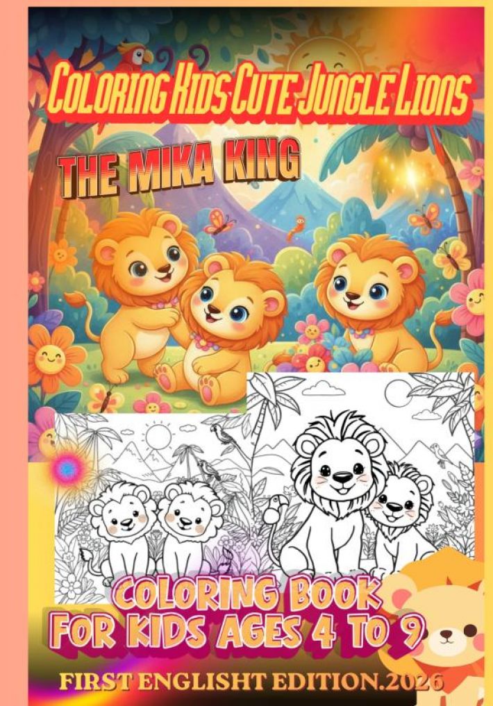 Coloring Kids Cute Jungle Lions - The Mika King - Coloring Book For Kids - 