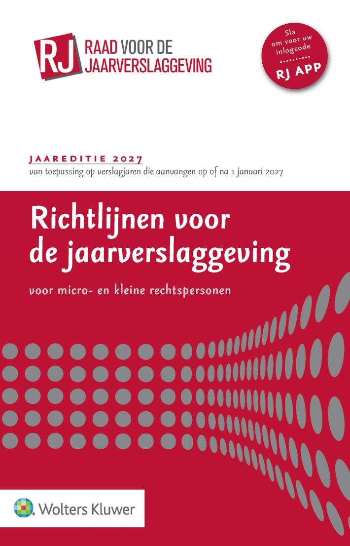 Richtlijnen voor de jaarverslaggeving voor micro- en kleine rechtspersonen 2027