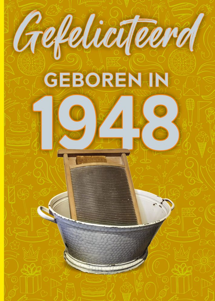 Gefeliciteerd geboren in 1948 set van 4 Gefeliciteerd geboren in 1948 set van 4