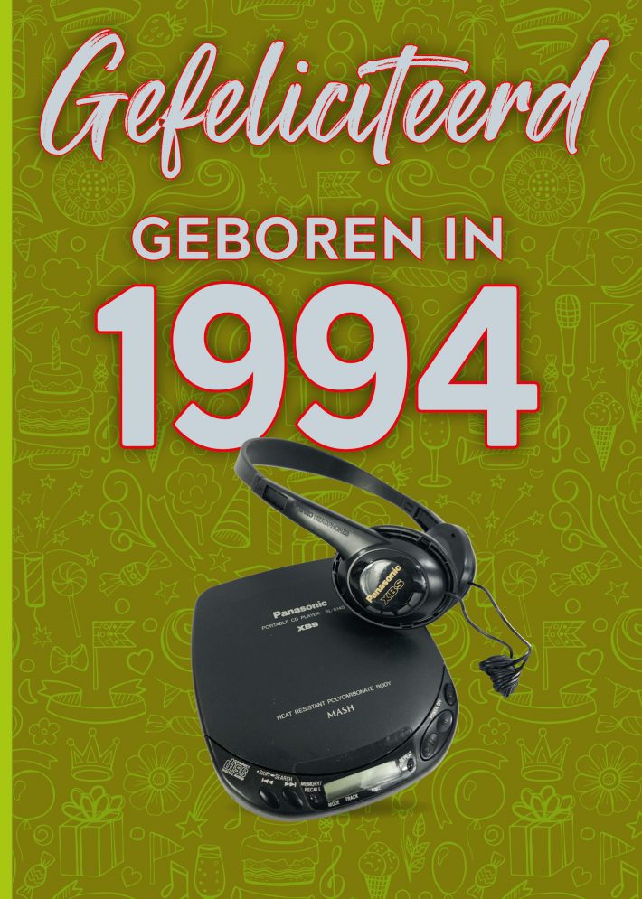 Gefeliciteerd geboren in 1994 set van 4 Gefeliciteerd geboren in 1994 set van 4