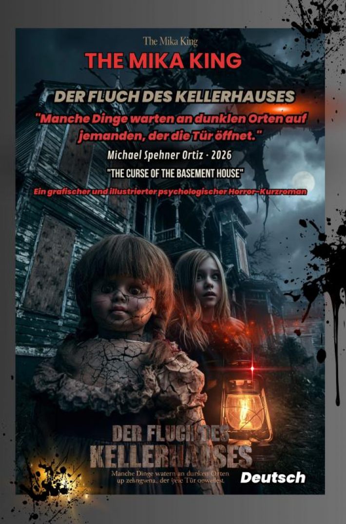 Der Fluch des Kellerhauses . The Mika King - Ein grafischer und illustrierter psychologischer Horror-Kurzroman - Deutsch