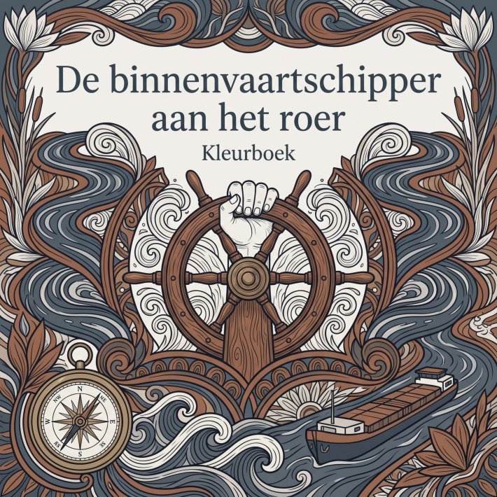 De binnenvaartschipper aan het roer